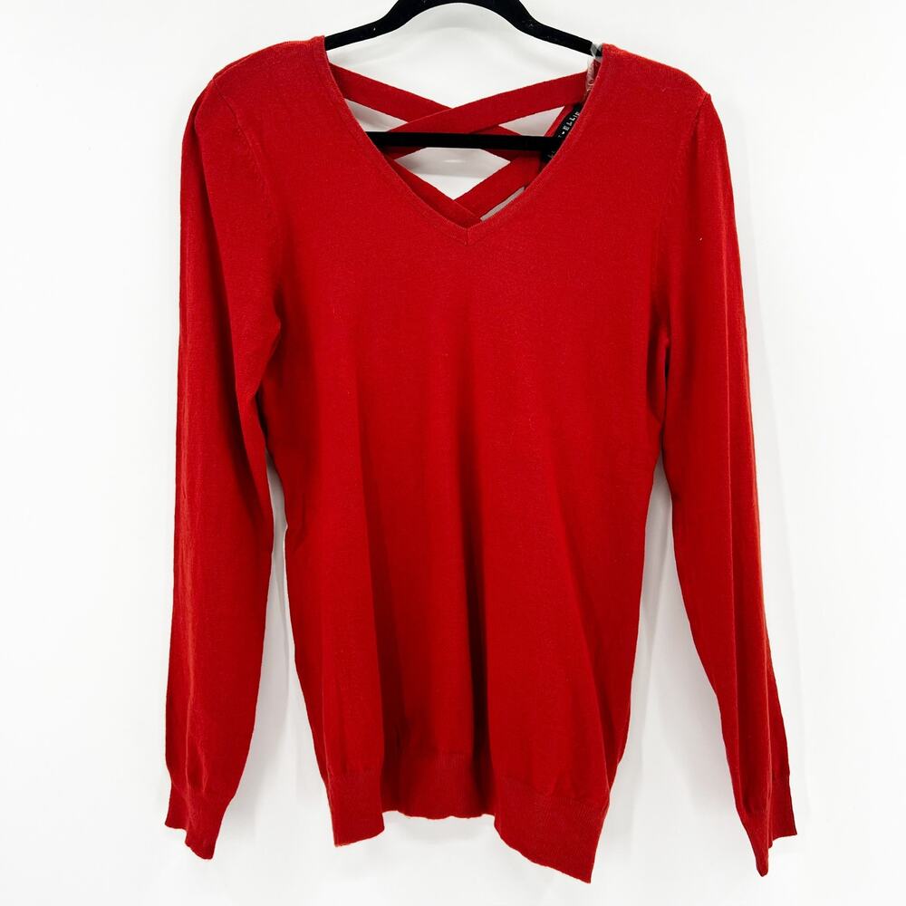 Love‎ Ellie Women's Red Cross Long Sleeve Sweater Top Size S